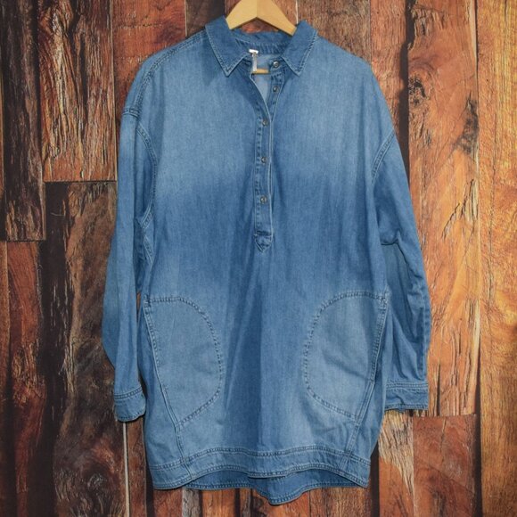 FREE PEOPLE Women's Sz M Denim Shirtdress - PERFECT CONDITION - Picture 2 of 7